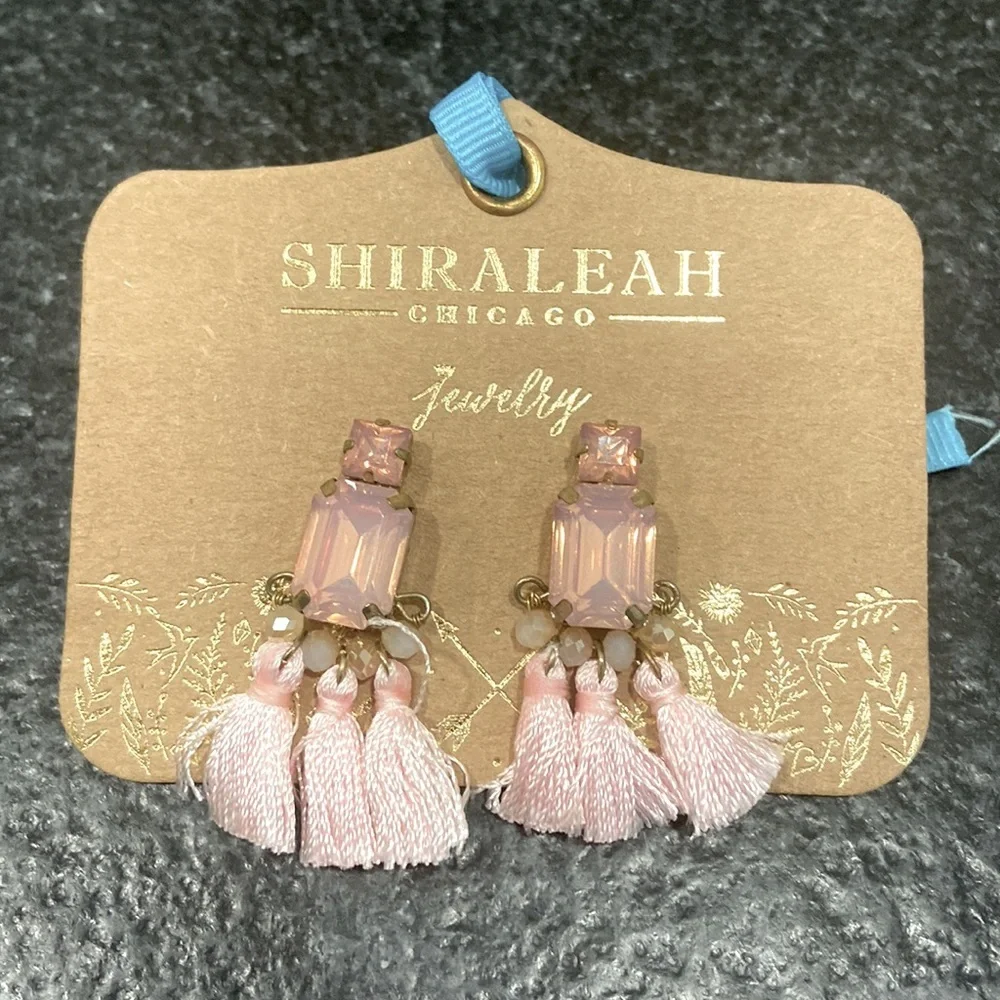 Shiraleah Oriana Demi blush pink Tassel Earrings NWT rhinestones Anthro Boho